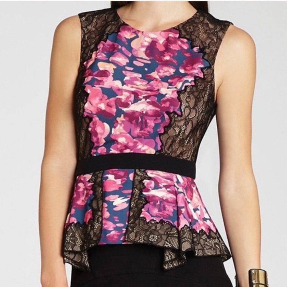 BCBG Maxazria Kaylyn‎ Poppy Comb Blouse XS